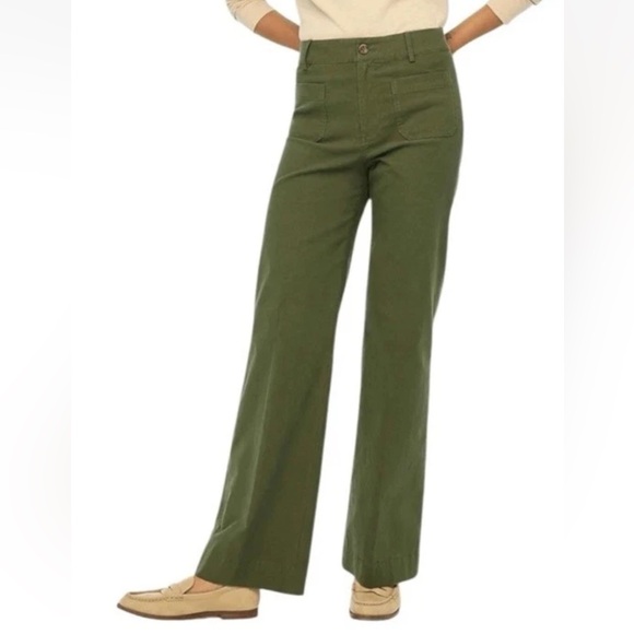 J. Crew Pants - J Crew Lizzie High-Rise Patch-Pocket Wide-leg Pant Womens Size 24 Green NEW